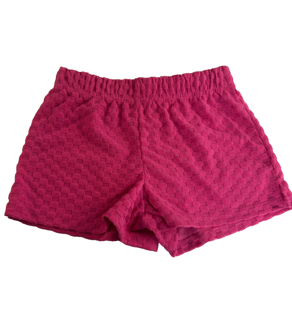 Andy & Evan Terry Cloth Shorts Textured Checkerboard Hot Pink Size M 10